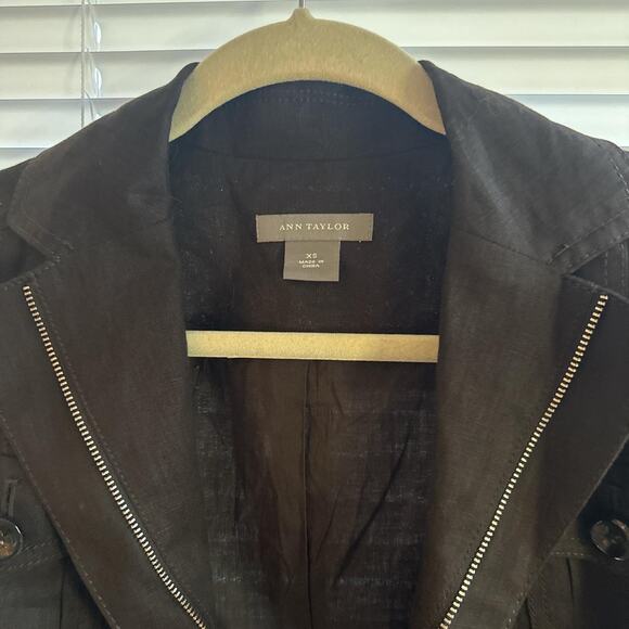 Brown ann taylor linen blend blazer quarter sleeve - Picture 2 of 7